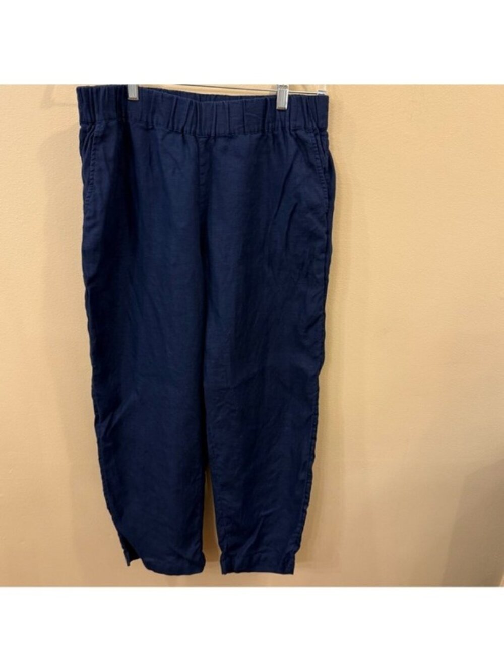 Haven Well Within Women’s 100% Linen Pants Navy Blue Size Large Casual Relaxed